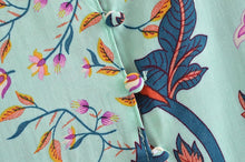 Load image into Gallery viewer, Green Peacock Floral  ,Bohemian Kaftan ,Boho Maxi Dress
