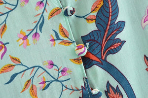 Green Peacock Floral  ,Bohemian Kaftan ,Boho Maxi Dress
