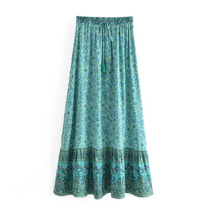 Camel Floral Print,Bohemian skirt ,Boho Maxi Skirt