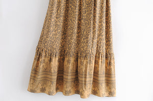 Leopard Floral print ,Boho Maxi Skirt