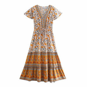 Boho Dress ,Floral Print ,Maxi Dress