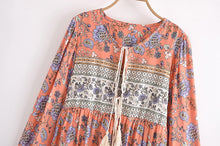 Load image into Gallery viewer, Bird Floral print，Bohemian Maxi dress，Boho sundress
