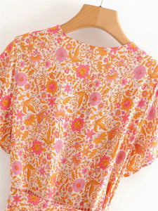 Mini Dress, Boho Dresses,Pink Floral Print