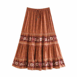 Boho Skirt, Midi Skirt, Wild Flower
