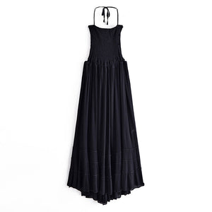 Backless Bohemian Maxi Dress, Boho Strapless Dress