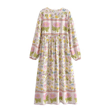 Load image into Gallery viewer, Beige Floral Print,Bohemian Maxi Dress,Boho Dress
