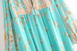 Floral Print,Bohemian Midi  Sundress,Boho Dress