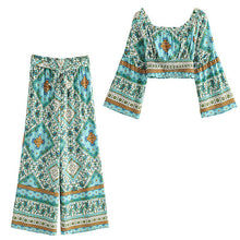 Load image into Gallery viewer, Boho Sets, Floral Print ,Pants and Tops Outfits
