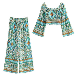 Boho Sets, Floral Print ,Pants and Tops Outfits