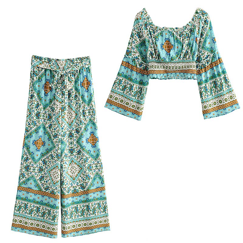 Boho Sets, Floral Print ,Pants and Tops Outfits