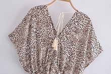 Load image into Gallery viewer, Leopard Floral Print ,Maxi Dress, Beach Boho Dress
