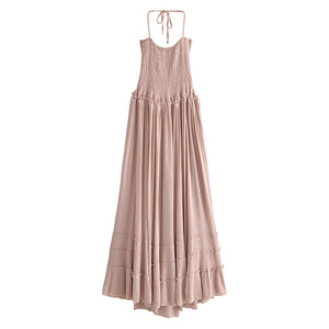 Backless Bohemian Maxi Dress, Boho Strapless Dress