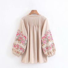 Load image into Gallery viewer, Boho Blouse, Vintage Blouse,Embroidery Linen cotton
