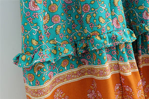 Bohemian Maxi Dress, Boho Dress,Multi Floral Print