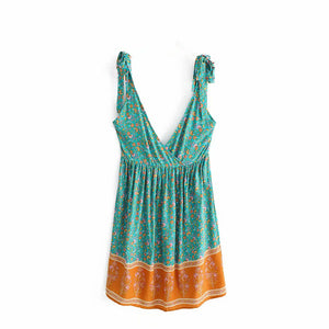 Strap Mini Dress, Boho Dress,Floral Print