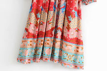 Load image into Gallery viewer, Peacock Floral Print, Bohemian Maxi Dress ,Boho Dress
