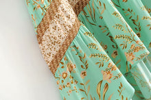Load image into Gallery viewer, Boho Skirt, Maxi Skirt, Green Wild Flower
