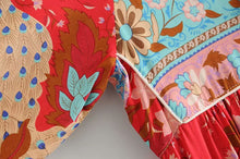 Load image into Gallery viewer, Peacock Floral Print, Bohemian Maxi Dress ,Boho Dress
