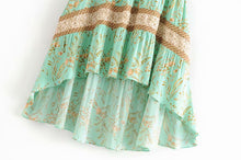 Load image into Gallery viewer, Boho Skirt, Maxi Skirt, Green Wild Flower
