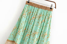 Load image into Gallery viewer, Boho Skirt, Maxi Skirt, Green Wild Flower

