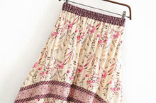 Load image into Gallery viewer, Boho Skirt, Maxi Skirt, Green Wild Flower
