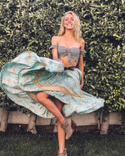Load image into Gallery viewer, Boho Skirt, Maxi Skirt, Green Wild Flower
