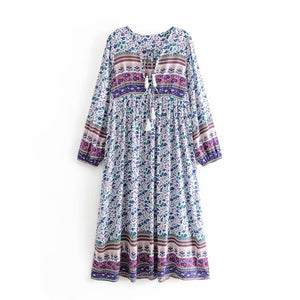 Floral Print,Bohemian Midi Sundress, Boho Dress