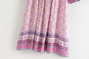 Pink Floral Print,Bohemian Dress, Boho Dress