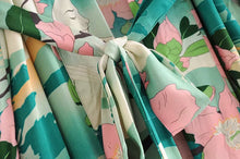 Load image into Gallery viewer, Boho Kimono,Bikini Cover-ups,Green Crane Floral
