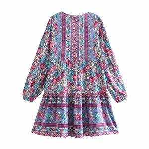 Floral print , Bohemian mini dress, Boho sundress