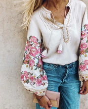 Load image into Gallery viewer, Boho Blouse, Vintage Blouse,Embroidery Linen cotton
