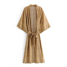 Load image into Gallery viewer, Boho robe,Bohemian Kimono , Leopard Floral
