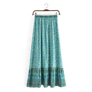 Camel Floral Print,Bohemian skirt ,Boho Maxi Skirt