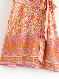 Mini Dress, Boho Dresses,Pink Floral Print
