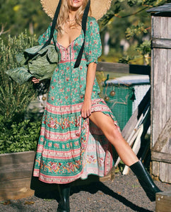 Maxi Dress, Boho Sundress,Floral print