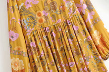 Load image into Gallery viewer, Yellow Floral Print,Bohemian Maxi Dress ,Boho Dress
