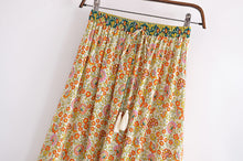 Load image into Gallery viewer, Camel Floral Print,Bohemian Maxi skirt , Boho Skirt
