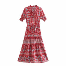 Load image into Gallery viewer, Ruffles Floral,Bohemian Midi Dress ,Boho Dress
