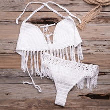 Load image into Gallery viewer, Solid tassel knitting, Swimsuit Swimwear , Biquini Beachwear
