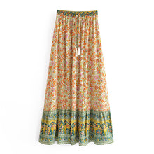 Load image into Gallery viewer, Camel Floral Print,Bohemian Maxi skirt , Boho Skirt
