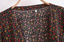 Load image into Gallery viewer, Black Floral Print,bohemian Blouses,boho Shirt
