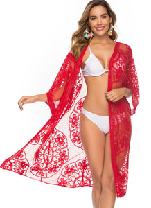 White hollow Out,Bohemian maxi dress, Boho kimono