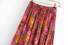 Load image into Gallery viewer, Boho Skirt, Maxi Skirt, Red Wild Flower
