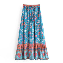 Load image into Gallery viewer, Purple Floral Print,Bohemian Skirt,Boho Maxi Skirt
