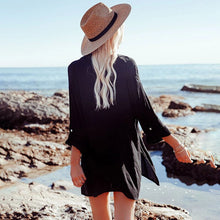 Load image into Gallery viewer, Bohemian Mini Dress,White Boho Shirt Dress

