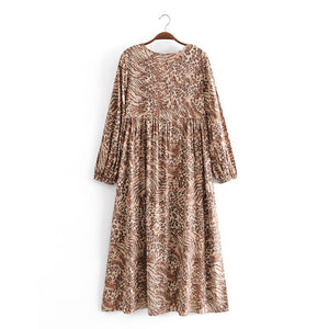 Maxi Dress, Boho Sundress,Leopard Print