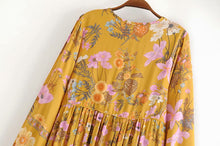 Load image into Gallery viewer, Yellow Floral Print,Bohemian Maxi Dress ,Boho Dress
