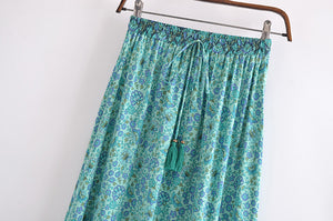 Camel Floral Print,Bohemian skirt ,Boho Maxi Skirt