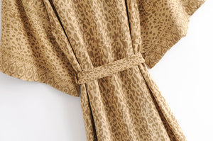Boho robe,Bohemian Kimono , Leopard Floral