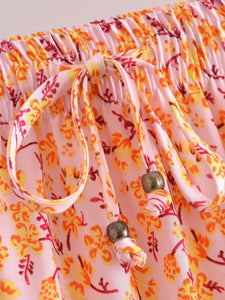 Pink Floral Print,Bohemian Long Skirt,Boho Maxi Skirt